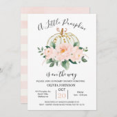 ピンク金ゴールドフローラカボチャ赤ちゃんシャワー招待状 招待状 (正面/裏面)