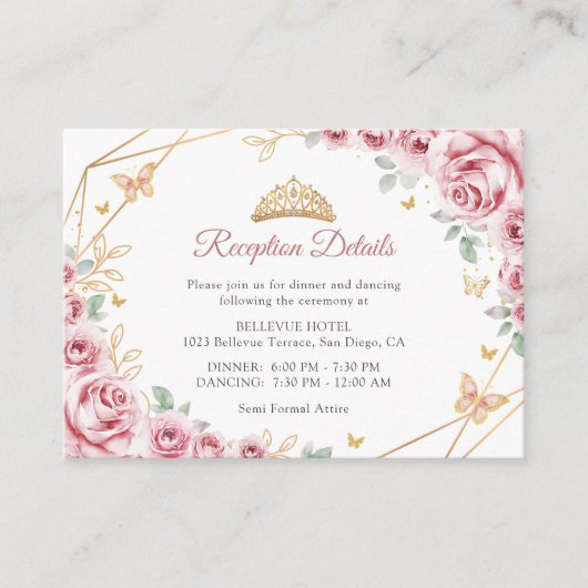 ピンク金ゴールドフローラキンセアニェラ詳細 エンクロージャーカード (正面)