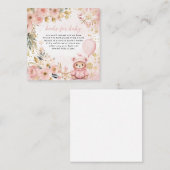 ピンク金ゴールドフローラクマ赤ちゃんシャワーベビー用ブック エンクロージャーカード (正面/裏面)