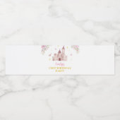 ピンク金ゴールドフローラクラウンプリンセス誕生日ウォーターボット ペットボトルラベル (シングルラベル)