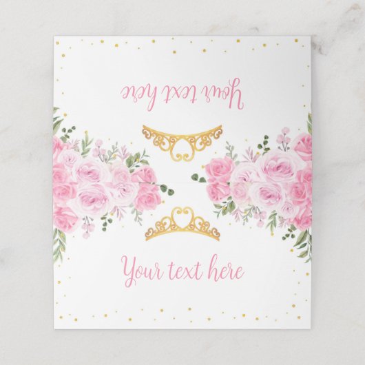 ピンク金ゴールドフローラクラウンプリンセス誕生日 プレイスカード (外部開封)
