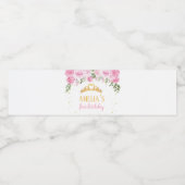 ピンク金ゴールドフローラクラウンプリンセス誕生日 ペットボトルラベル (シングルラベル)