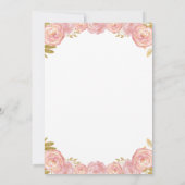 ピンク金ゴールドフローラクロスミニマリスト洗礼 招待状 (裏面)