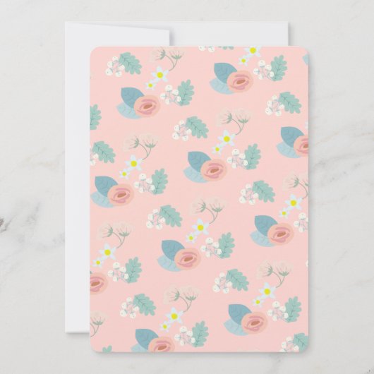 ピンク金ゴールドフローラケーキブライダルシャワー 招待状 (裏面)