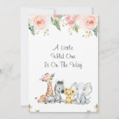 ピンク金ゴールドフローラサファリベビーベビーシャワー 招待状 (裏面)