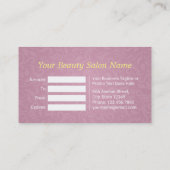 ピンク金ゴールドフローラサロンブティックギフト証明書 割引カード (裏面)