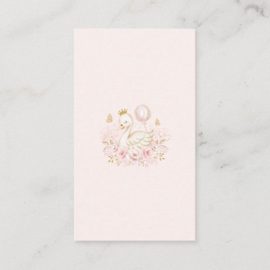 ピンク金ゴールドフローラスワンプリンセスおむつラッフルベビー エンクロージャーカード (裏面)