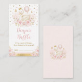 ピンク金ゴールドフローラスワンプリンセスおむつラッフルベビー エンクロージャーカード (正面/裏面)