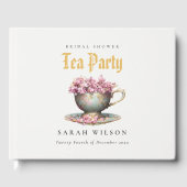 ピンク金ゴールドフローラティーカップブライダルシャワーティーパーティー ゲストブック (正面)