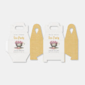 ピンク金ゴールドフローラティーカップブライダルシャワーティーパーティー フェイバーボックス (折り畳みなし)