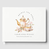 ピンク金ゴールドフローラティーセットブライダルシャワーティーパーティー ゲストブック (正面)