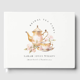 ピンク金ゴールドフローラティーセットブライダルシャワーティーパーティー ゲストブック