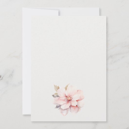 ピンク金ゴールドフローラティーセット婚約ティーパーティー 招待状 (裏面)