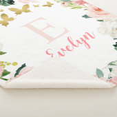 ピンク金ゴールドフローラバタフライガール シェルパブランケット (3/4)