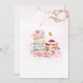 ピンク金ゴールドフローラパルティーバースデーパーティー 招待状 (裏面)