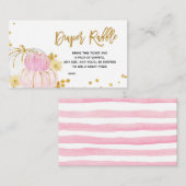 ピンク金ゴールドフローラパンプキンベビーシャワーおむつラッフル エンクロージャーカード (正面/裏面)