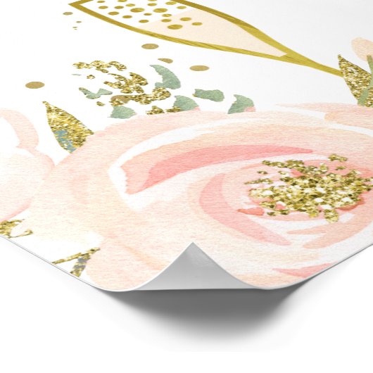 ピンク金ゴールドフローラブライダルシャワーシーティングポスター ポスター (角)