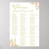 ピンク金ゴールドフローラブライダルシャワーシーティングポスター ポスター (正面)