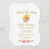 ピンク金ゴールドフローラブライダルシャワーティーパーティー招待状B 招待状 (正面/裏面)