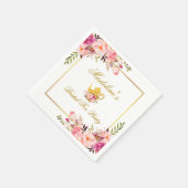 ピンク金ゴールドフローラブライダルシャワーティーパーティー スタンダードカクテルナプキン (角)