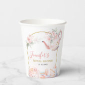 ピンク金ゴールドフローラブライダルシャワーティーパーティー 紙コップ (裏面)