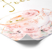 ピンク金ゴールドフローラブライダルシャワー茶パーティー食品 ポスター (角)