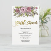 ピンク金ゴールドフローラブライダルシャワー 招待状 (スタンド正面)