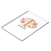 ピンク金ゴールドフローラモノグラム文字I ノートブック (左側)