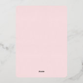 ピンク金ゴールドフローラ花びら&プロセッコブライダルシャワー 箔招待状 (裏面)