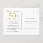 ピンク金ゴールドフローラ50日 インビテーションポストカード (裏面)