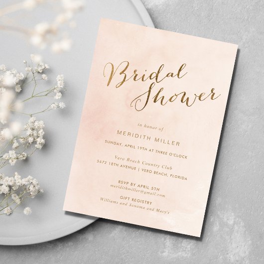 ピンク金ゴールドブライダルシャワーパーティー 招待状