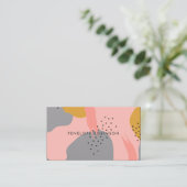 ピンク金ゴールドブラシストローク抽象芸術パターンクラフト 名刺 (スタンド正面)