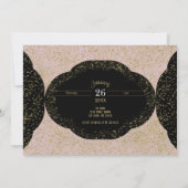 ピンク金ゴールドブラックスターリーグリッタースウィート16誕生日 招待状 (裏面)