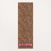 ピンク金ゴールドブラックヒョウの斑点プリント モノグラムの ヨガマット (正面)