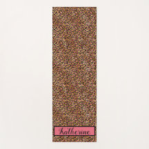 ピンク金ゴールドブラックヒョウの斑点プリント モノグラムの