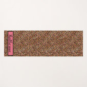 ピンク金ゴールドブラックヒョウの斑点プリント モノグラムの ヨガマット (正面(横))