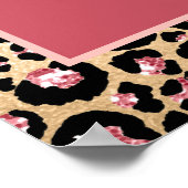 ピンク金ゴールドブラックヒョウ印刷ガールズスウィート16 ポスター (角)