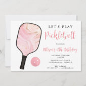 ピンク金ゴールドブラックピックボール誕生日パーティー 招待状 (正面)