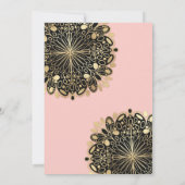 ピンク金ゴールドブラックマスカレードマスク50誕生日 セーブザデート (裏面)