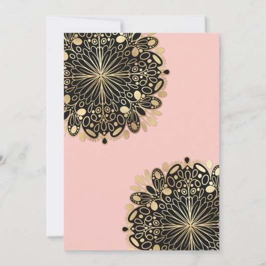 ピンク金ゴールドブラックマスカレードマスク50誕生日 セーブザデート (裏面)