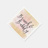 ピンク金ゴールドブランチ&バブリーブライダルシャワーナプキン スタンダードカクテルナプキン (角)