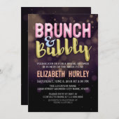 ピンク金ゴールドブランチ&バブリーブライダルシャワー招待 招待状 (正面/裏面)