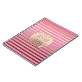 ピンク金ゴールドブロンズストライプズのグラデーション感謝 ノートブック (左側)