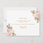 ピンク金ゴールドプニーシックフローラベミーメイド・オブ・オーナー(花嫁付き添い人) 招待状 (裏面)