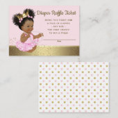 ピンク金ゴールドプリンセスおむつラッフルチケット エンクロージャーカード (正面/裏面)