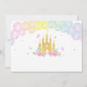 ピンク金ゴールドプリンセスキャッスル誕生日サンキューカード サンキューカード (裏面)