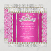 ピンク金ゴールドプリンセスキンセアニェラダイヤモンドレース 招待状 (正面/裏面)