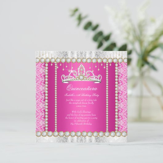 ピンク金ゴールドプリンセスキンセアニェラダイヤモンドレース 招待状 (スタンド正面)