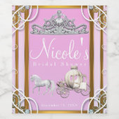 ピンク金ゴールドプリンセスクラウンキャリッジおとぎ話ワイン ワインラベル (シングルラベル)