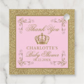 ピンク金ゴールドプリンセスクラウンティアラベビーシャワー フェイバータグ (裏面)